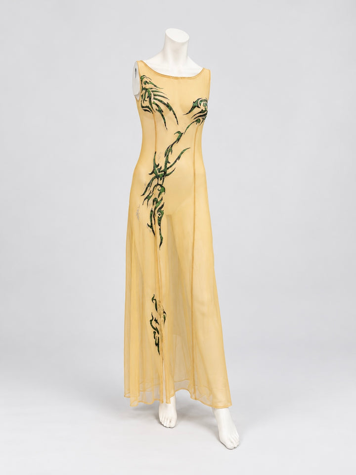 2000s sheer embellished maxi dress