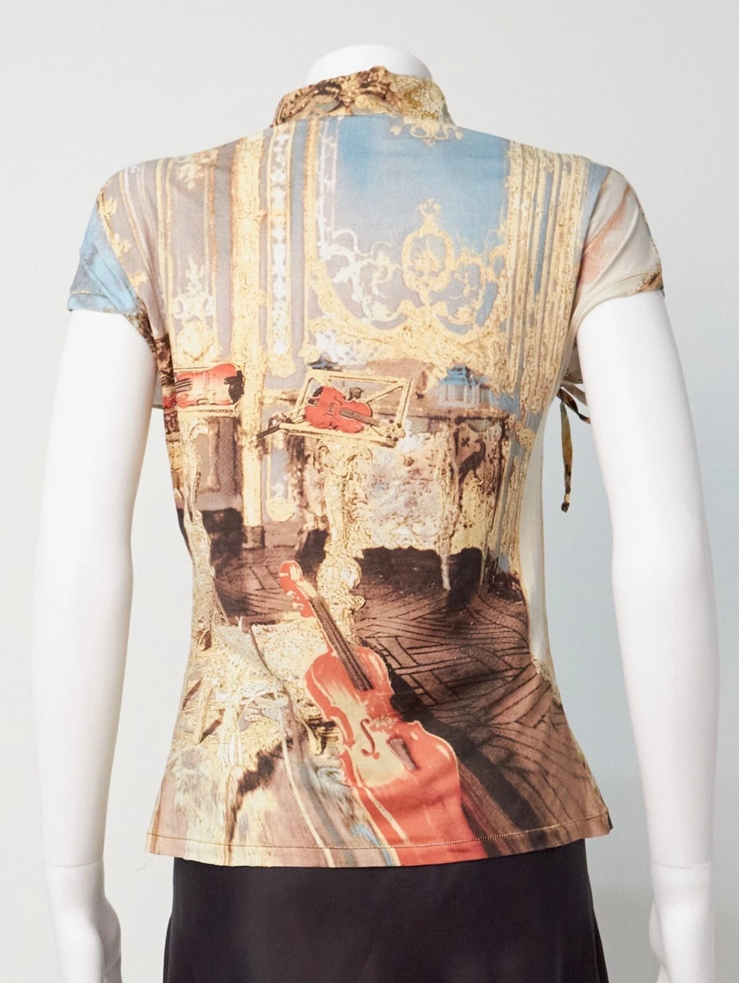 SS03 Roberto Cavalli baroque print lace top