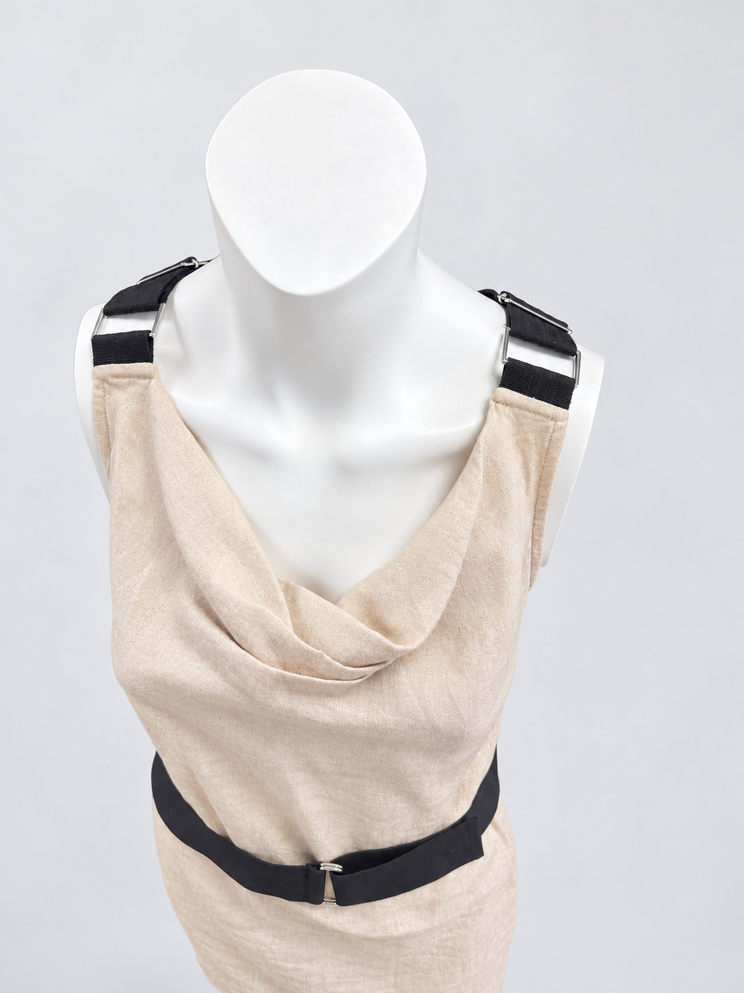 Dolce&Gabbana Champagne Linen Mini Dress with Cross-Back Straps Medium