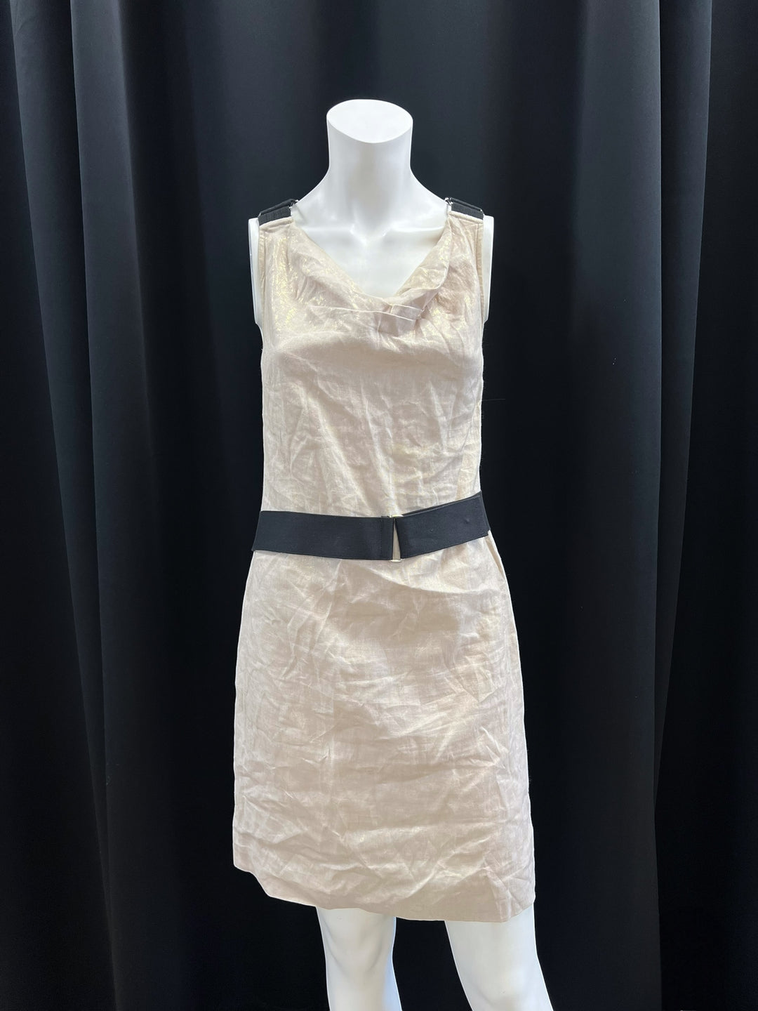 Dolce&Gabbana Champagne Linen Mini Dress with Cross-Back Straps Medium