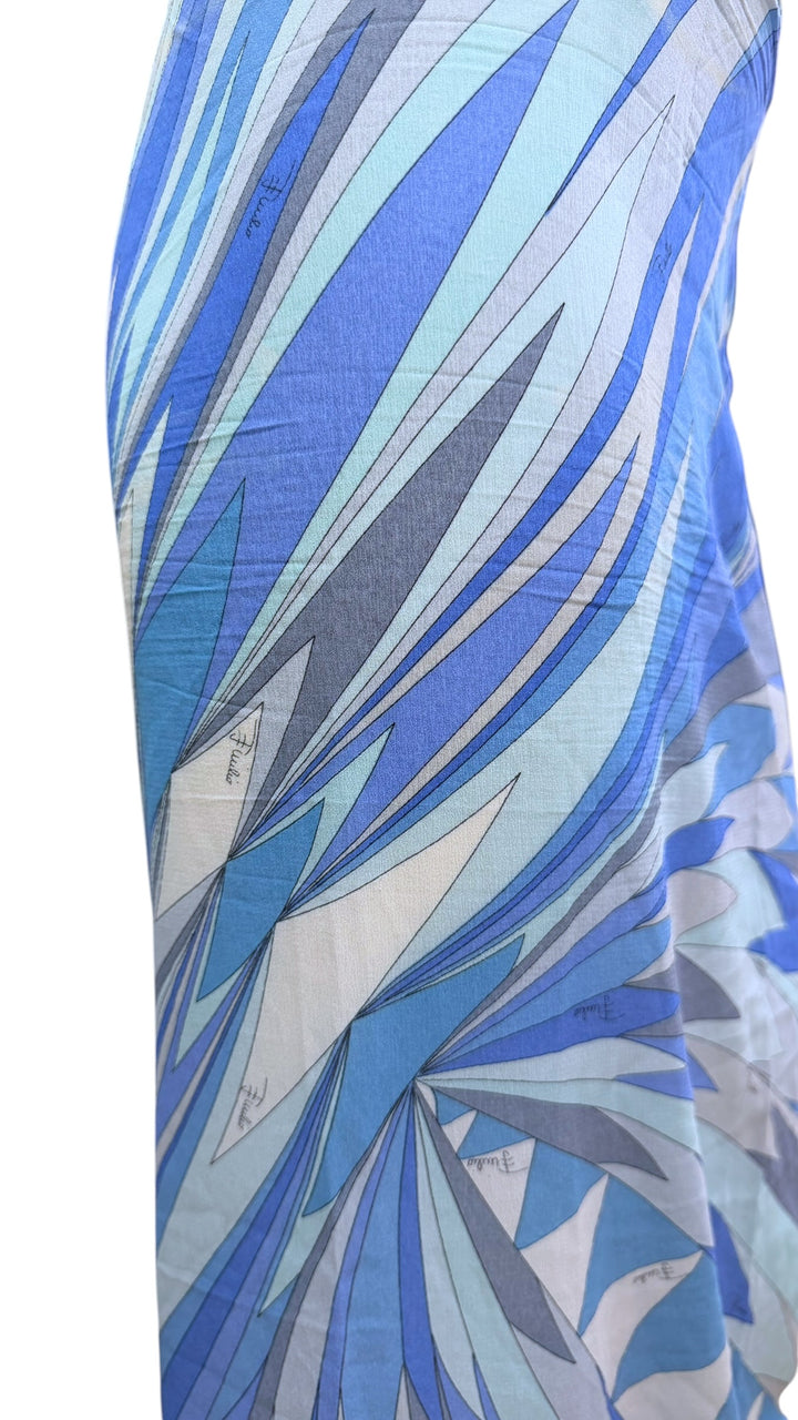 Emilio Pucci blue abstract print silk skirt