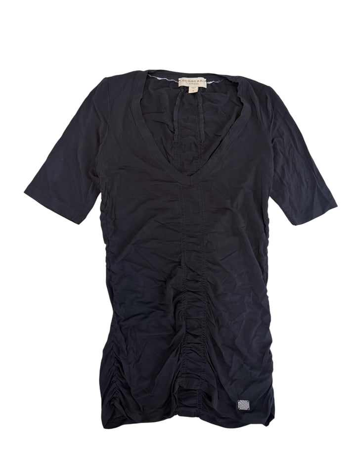 Burberry London black ruched V-neck top