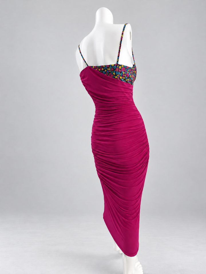 Versus Versace floral bust ruched mesh dress