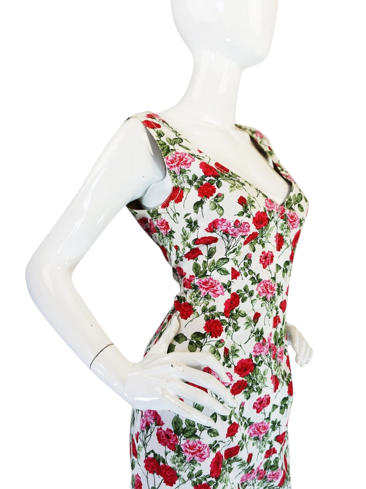 1990s Dolce & Gabbana Pretty Floral Fitted Dress Small