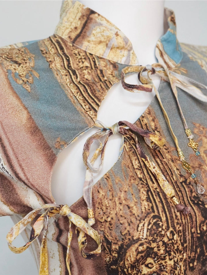 SS03 Roberto Cavalli baroque print lace top