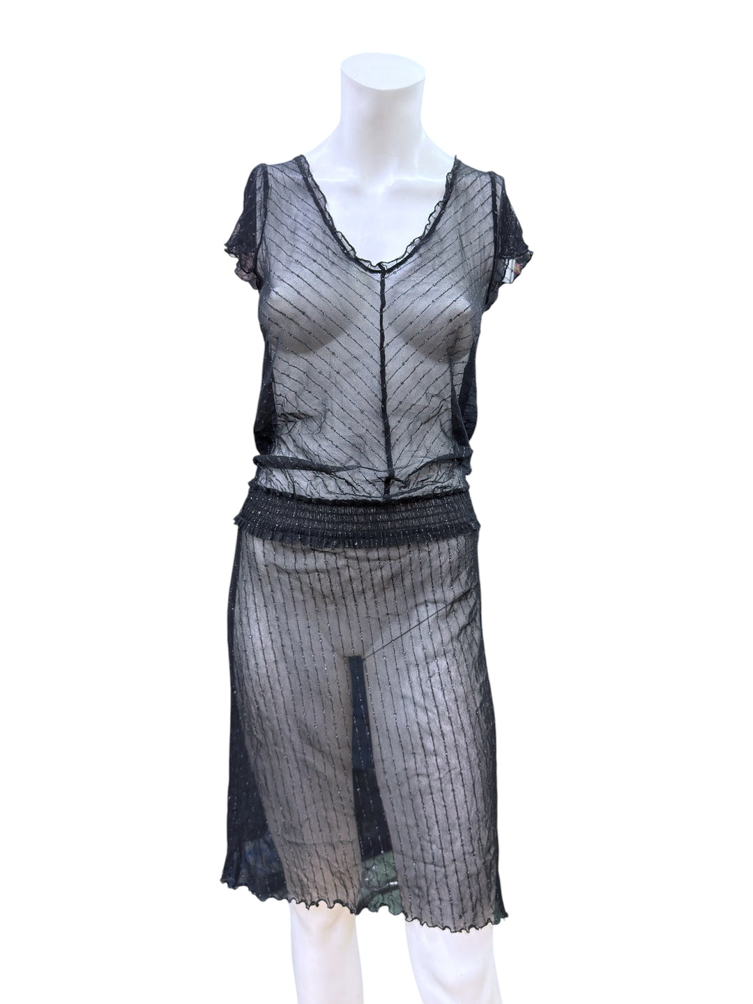 Vintage sheer black mesh dress