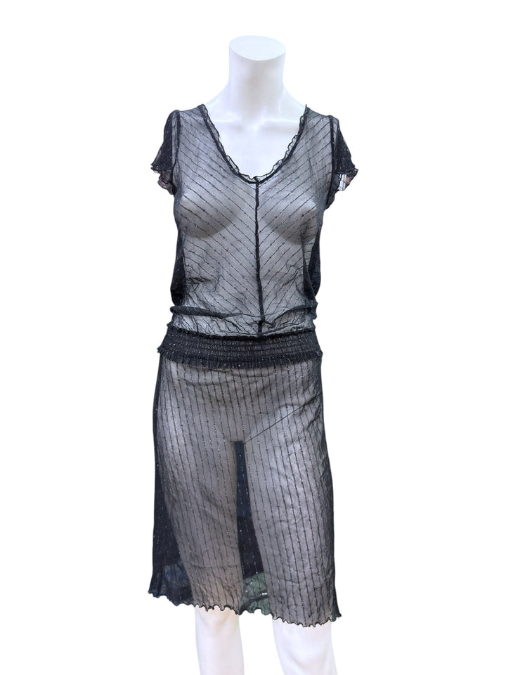 Vintage sheer black mesh dress