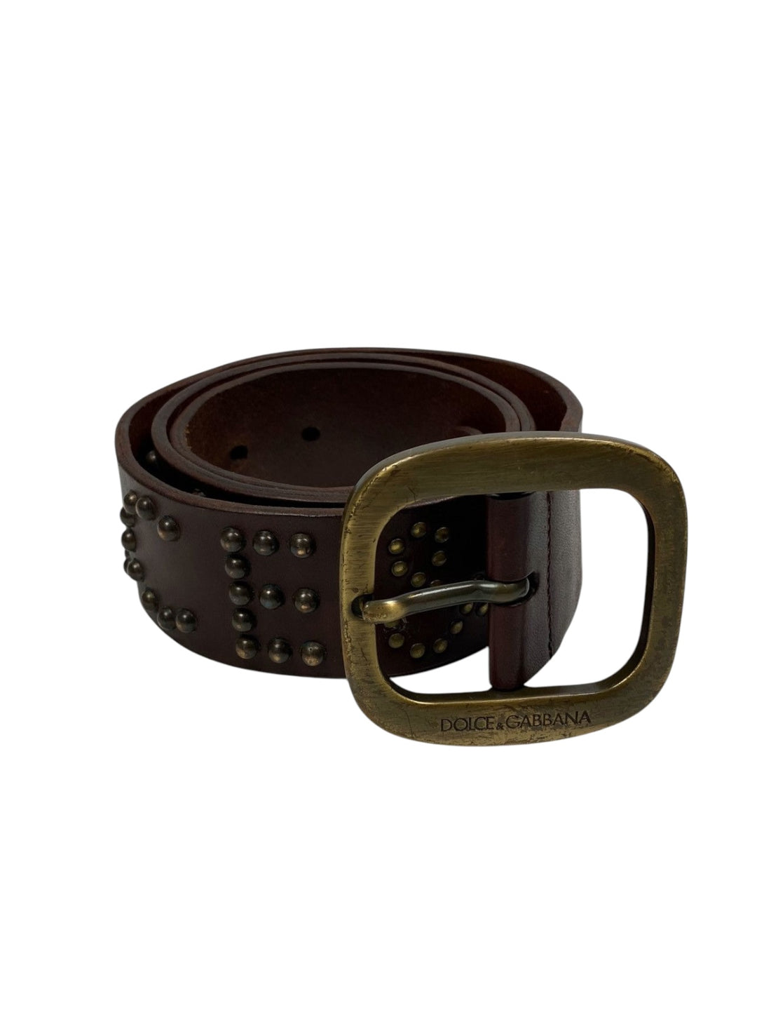 DOLCE&GABBANA Studded Logo Leather vintage belt