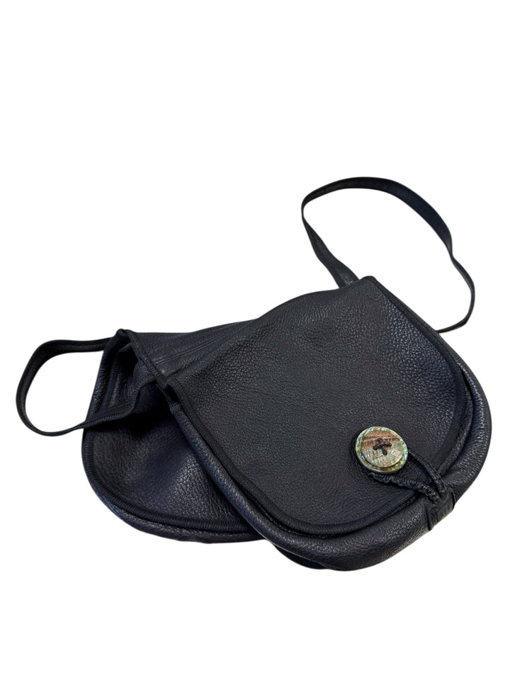 FENDI SAS 1970s Black Leather Crossbody Bag