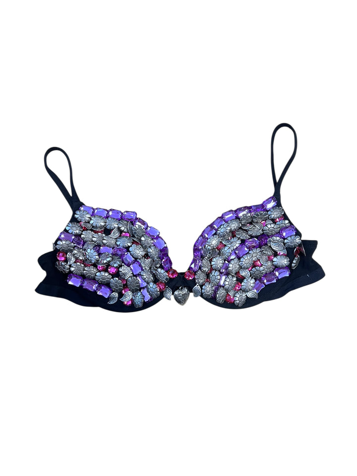 Vintage Rhinestone Embellished Burlesque bra medium