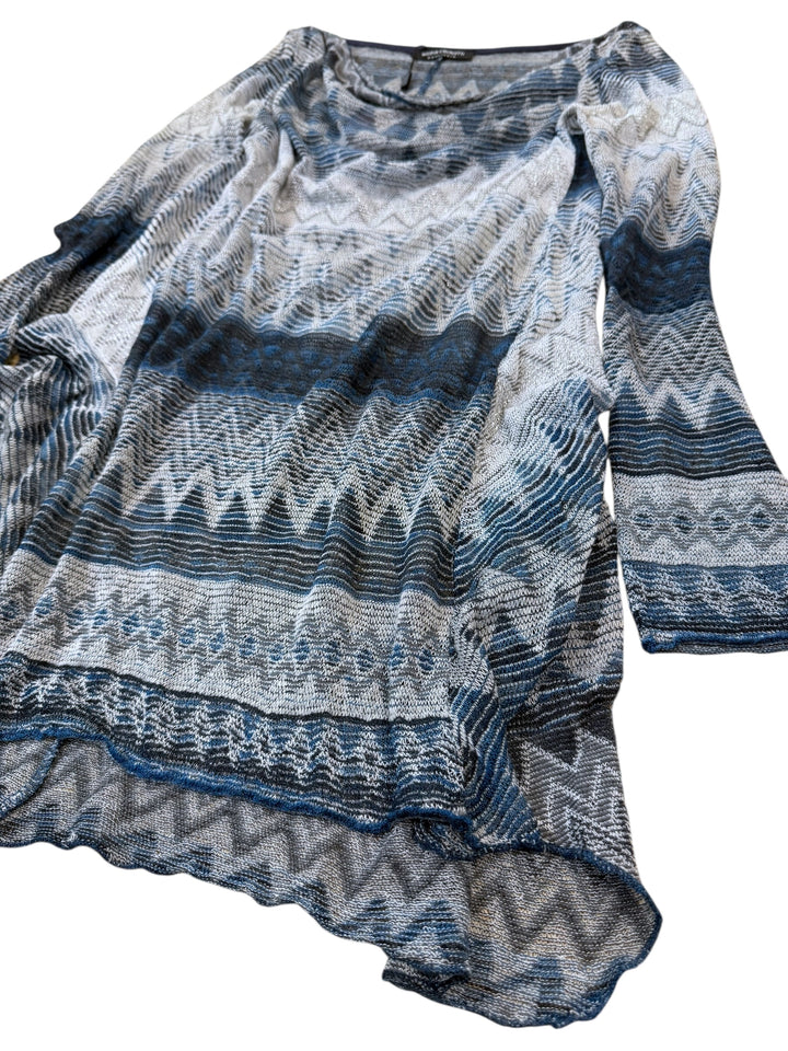 Vintage blue abstract knit top medium
