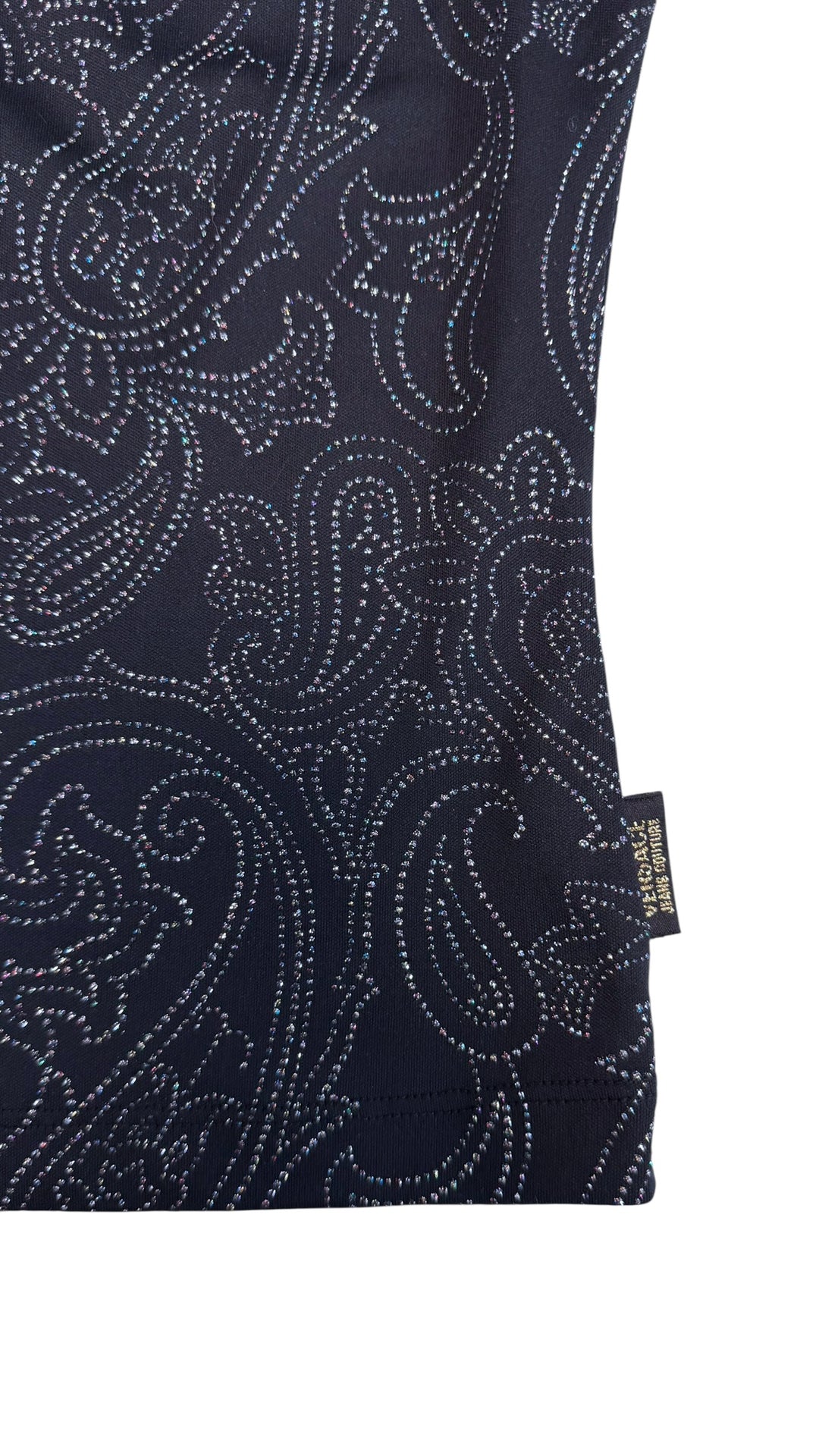 Versace jeans couture crystal paisley top navy