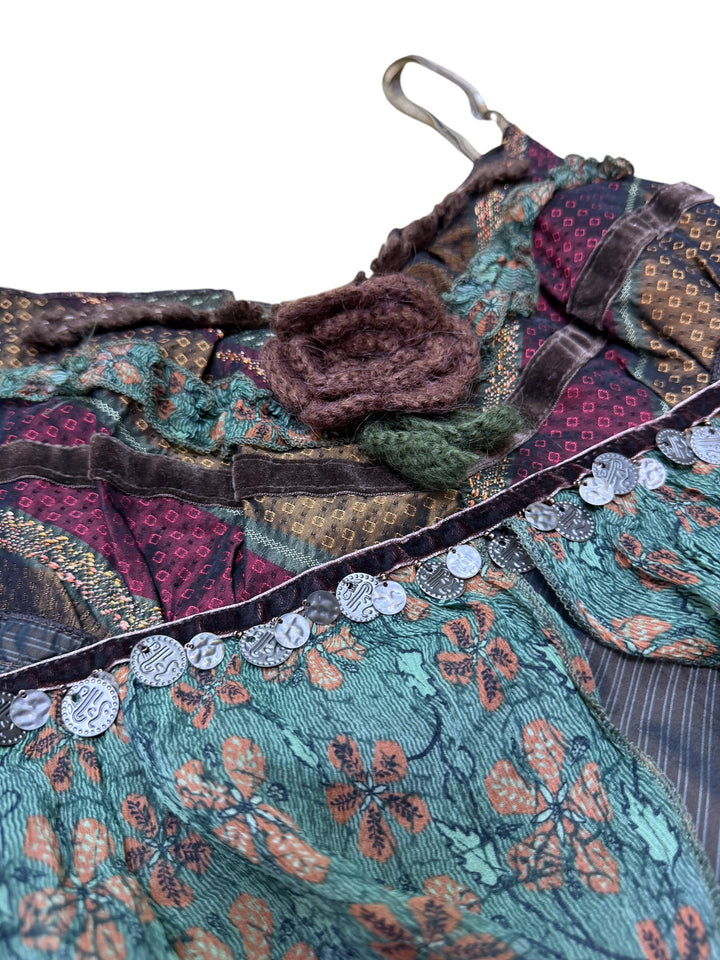 Rinascimento patchwork silk blend maxi dress