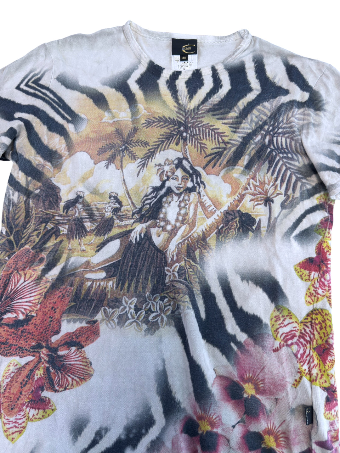 Just Cavalli vintage tropical zebra print t-shirt