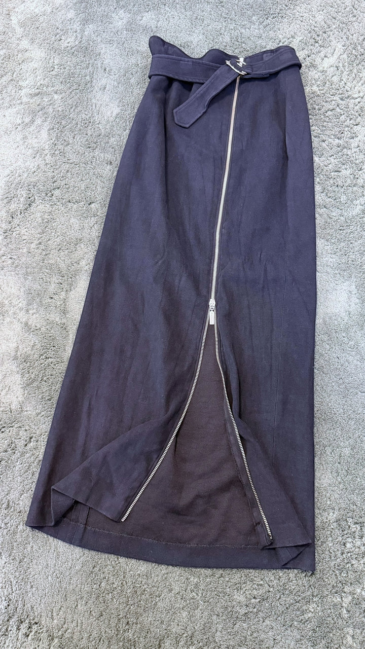 JC de Castelbajac black zip-front midi skirt