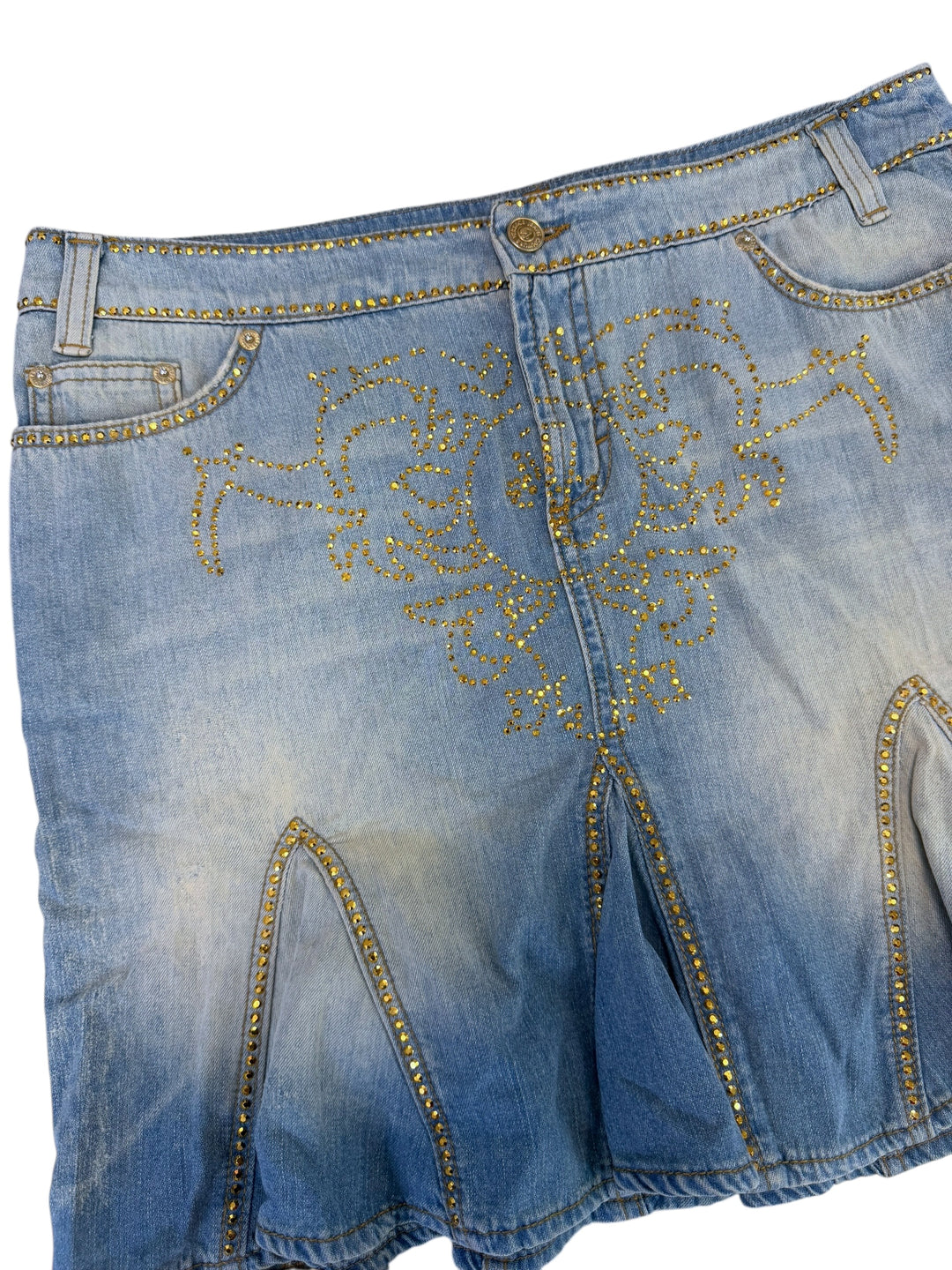 Versace Jeans Couture embellished denim mini skirt medium
