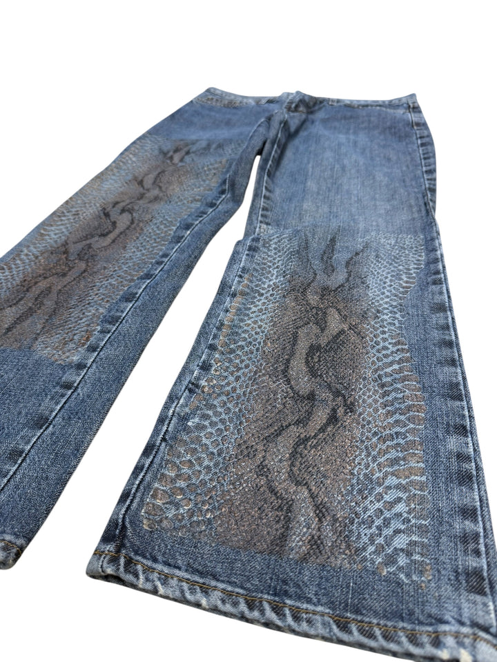 2000s Just Cavalli python print panel jeans small