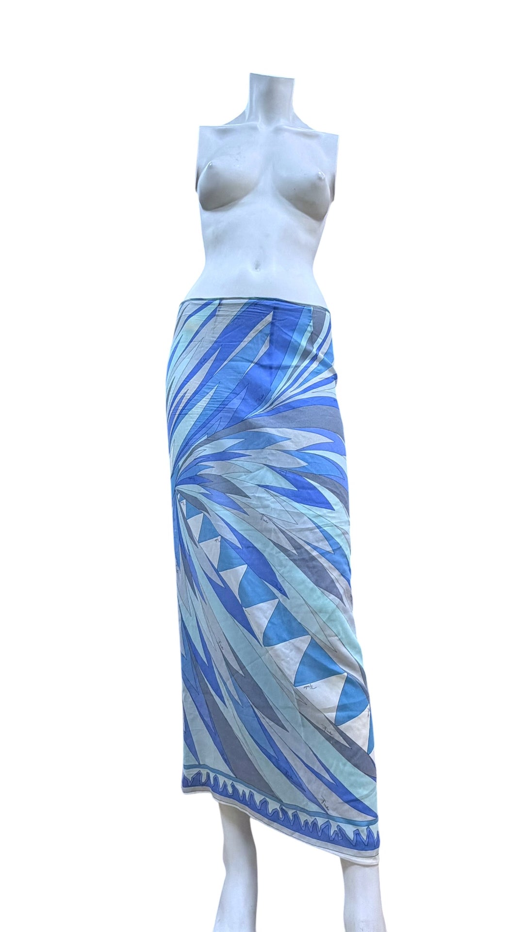 Emilio Pucci blue abstract print silk skirt