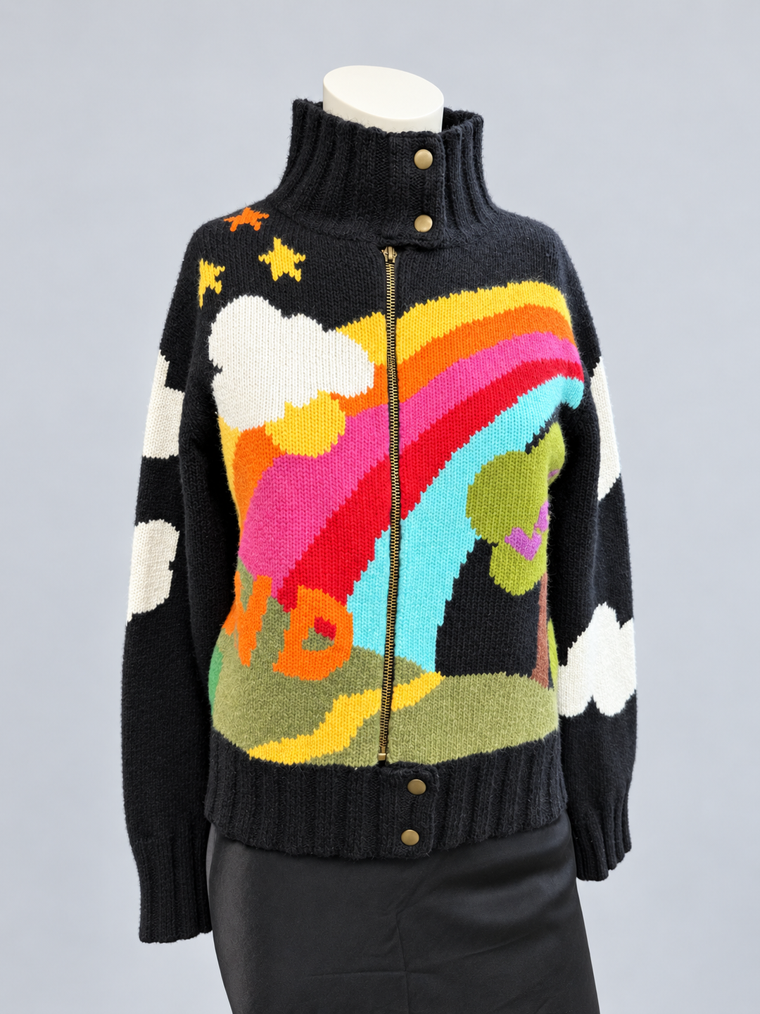 JC de Castelbajac “Sky Land” rainbow wool zip cardigan