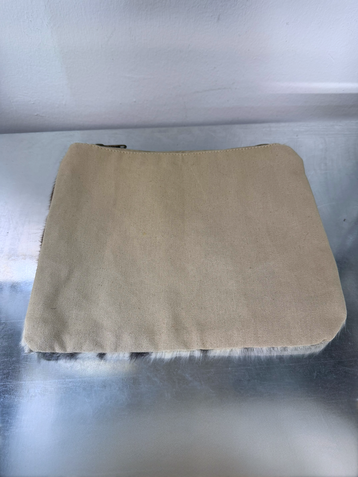 Hair-on hide western canvas pouch