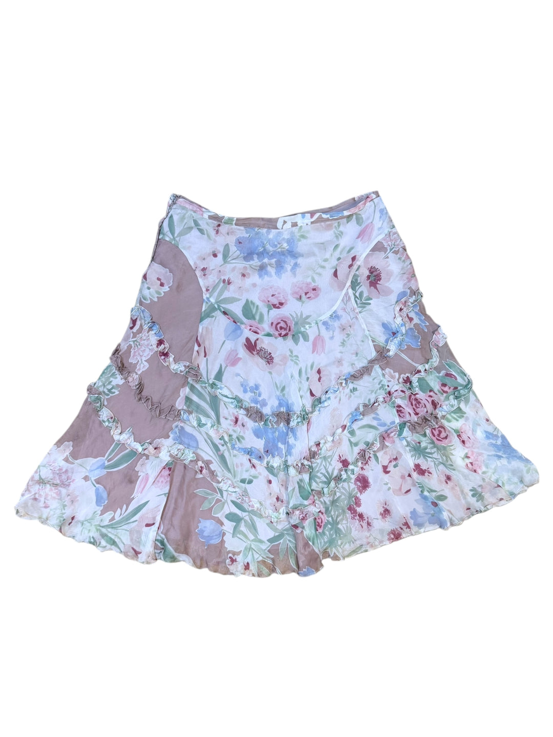 Blumarine silk floral layered ruffle skirt medium (it 44 / eu 38)