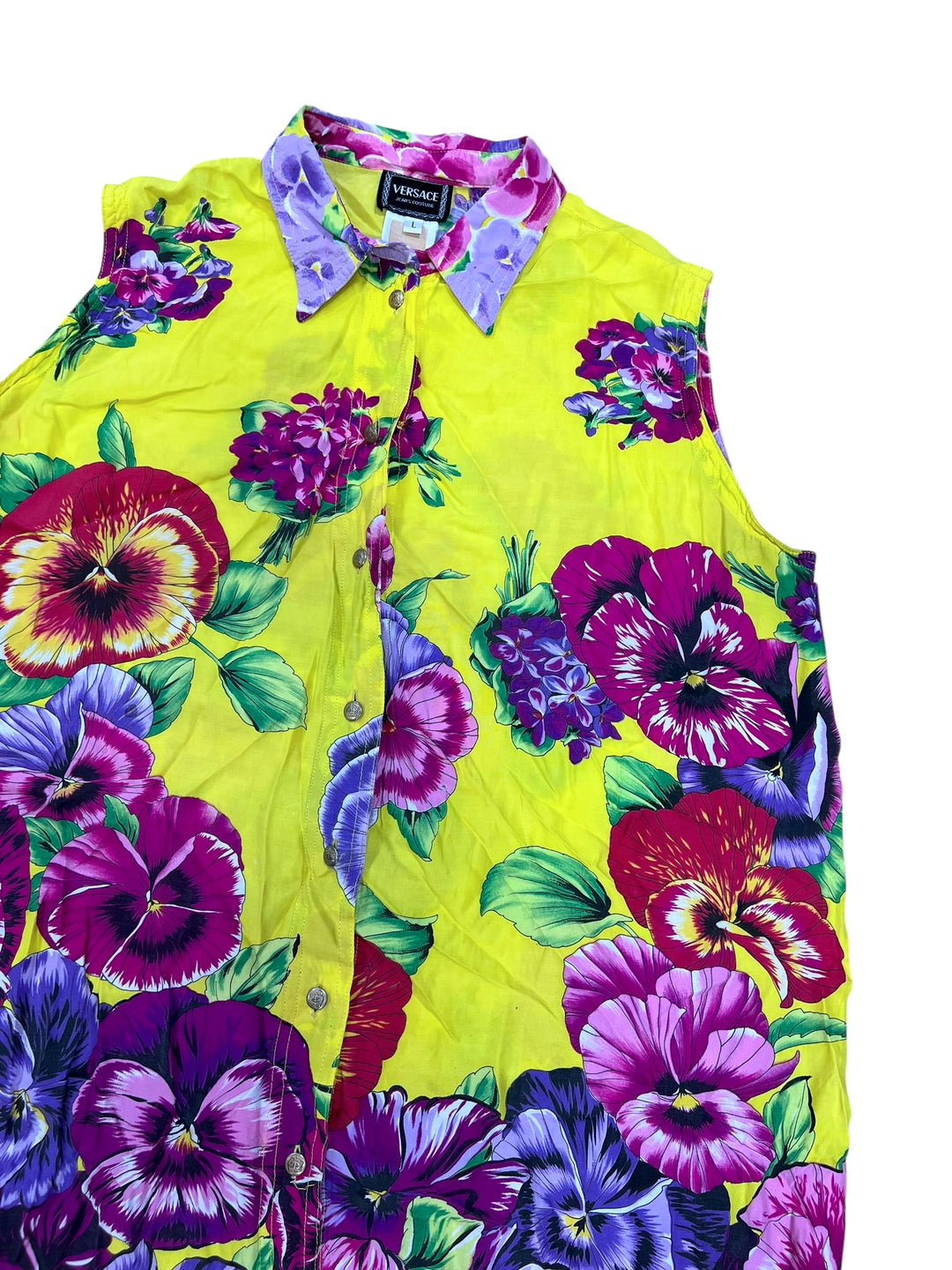 Versace Jeans Couture Floral Sleeveless Shirt Dress Large