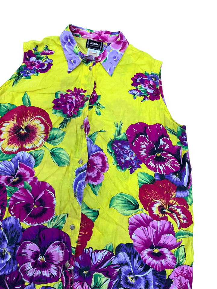 Versace Jeans Couture Floral Sleeveless Shirt Dress Large