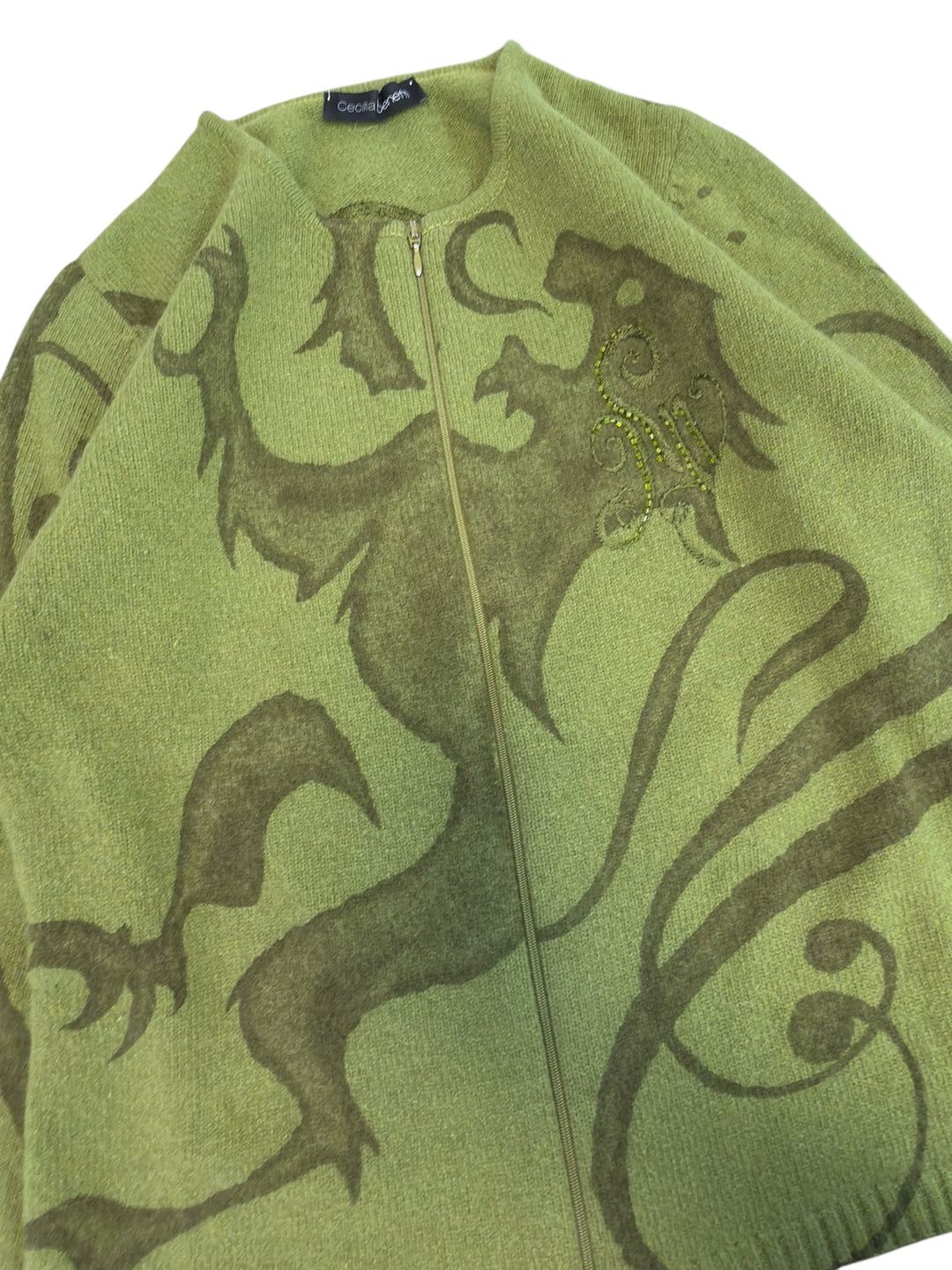Cecilia Benetti wool angora dragon zip cardigan