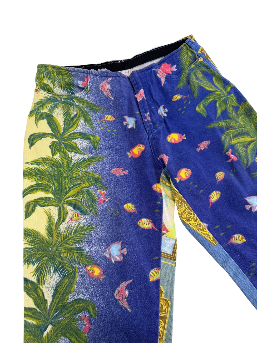 Versace Jeans couture ocean print cropped trousers