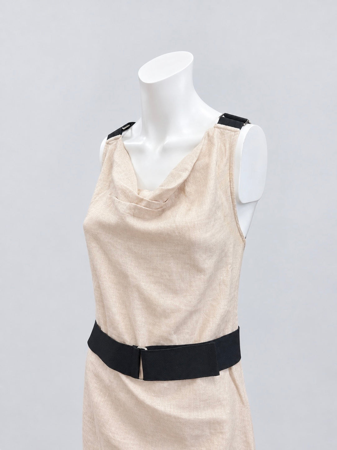 Dolce&Gabbana Champagne Linen Mini Dress with Cross-Back Straps Medium