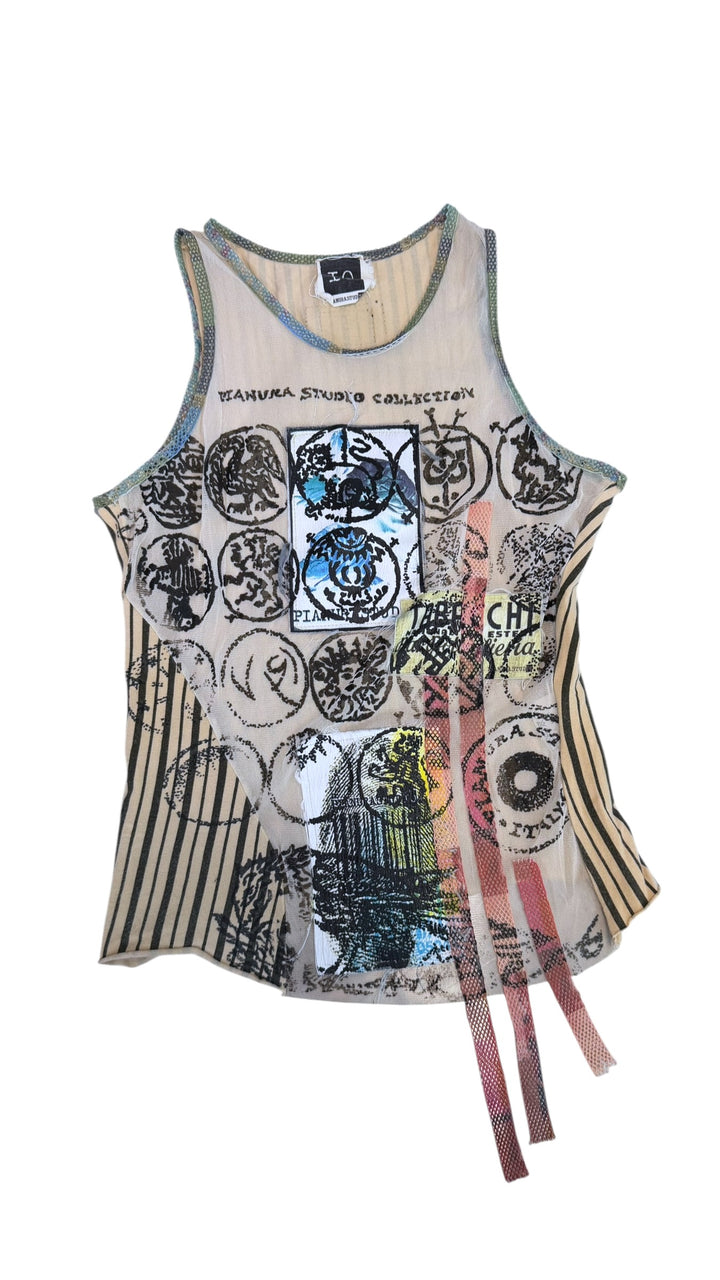 Pianura Studio graphic mesh art tank top