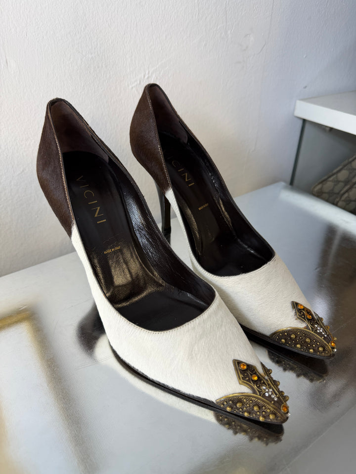 VICINI by Giuseppe Zanotti Pumps - c.2000 Hair-On Leather Baroque Toe eu40