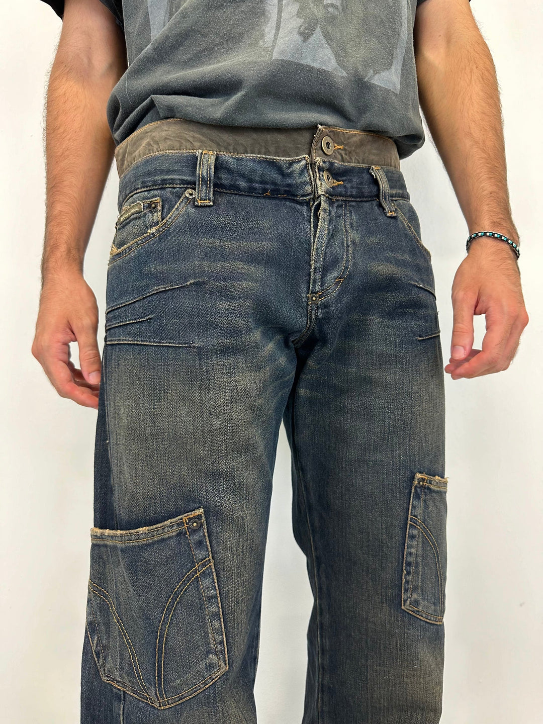 Dolce&Gabbana AW2003 cargo pocket straight-leg jeans