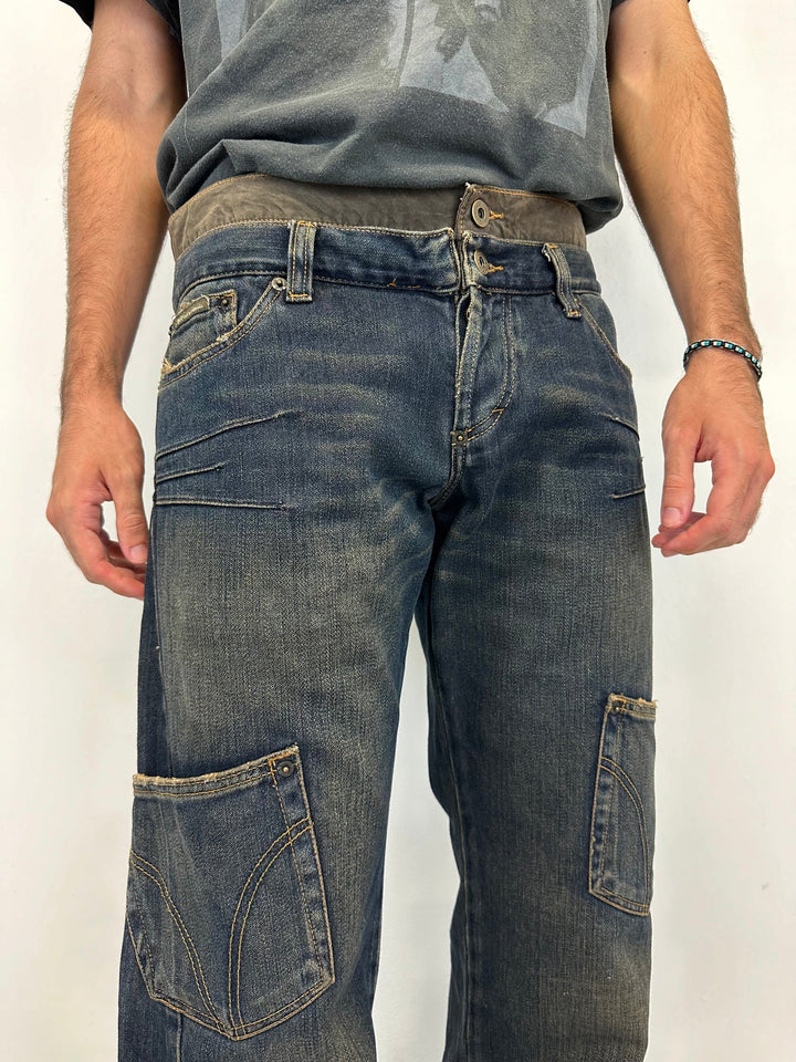 Dolce&Gabbana AW2003 cargo pocket straight-leg jeans