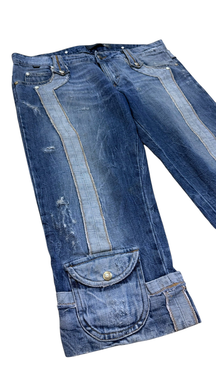 Just Cavalli denim cargo capri shorts