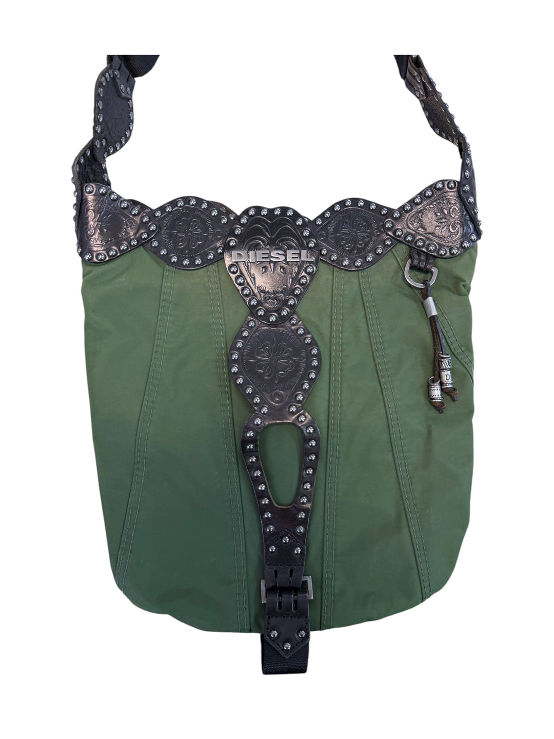 Diesel vintage studded utility shoulder bag