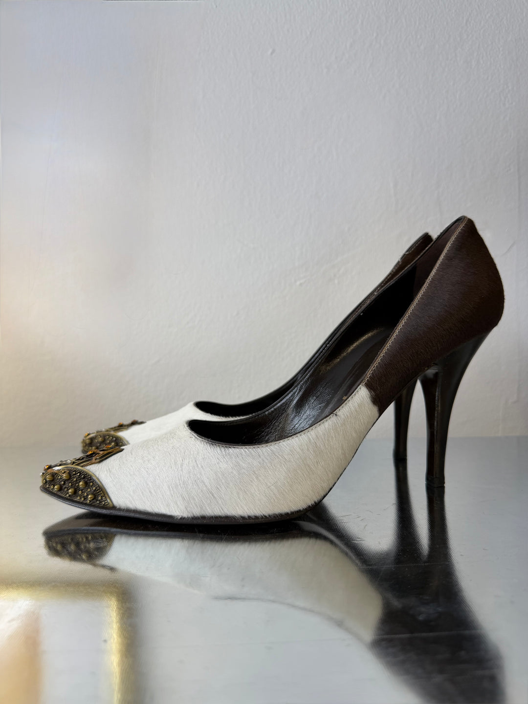 VICINI by Giuseppe Zanotti Pumps - c.2000 Hair-On Leather Baroque Toe eu40