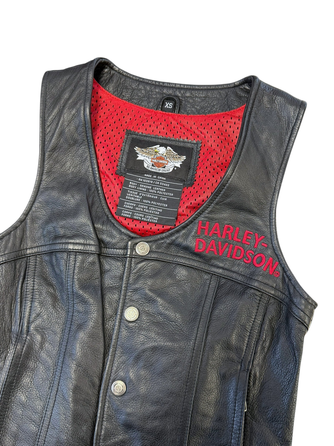 1991 Harley-Davidson Legendary Leather Vest Extra Small