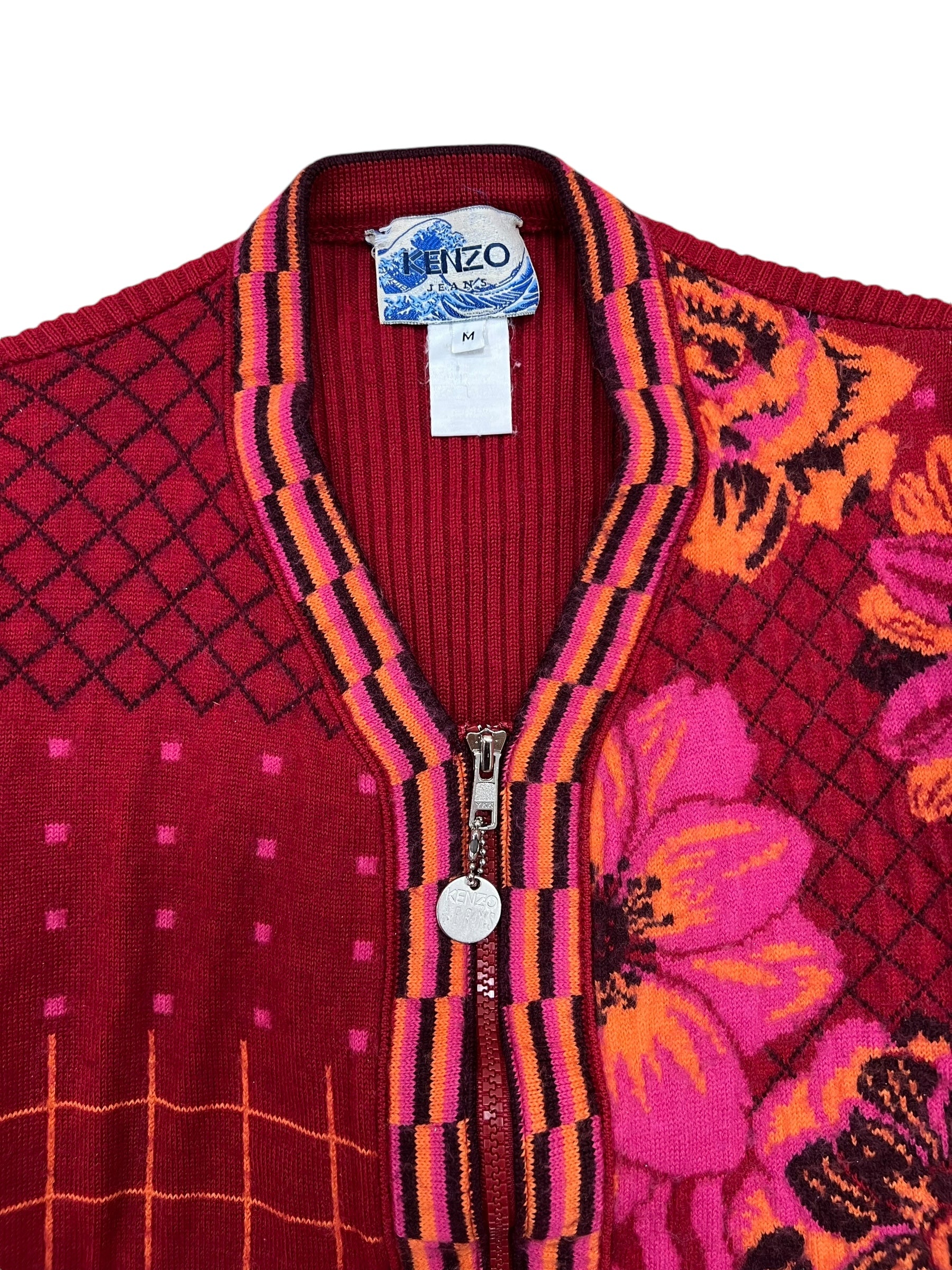 Kenzo vintage knit full zip cardigan women's medium slim fit