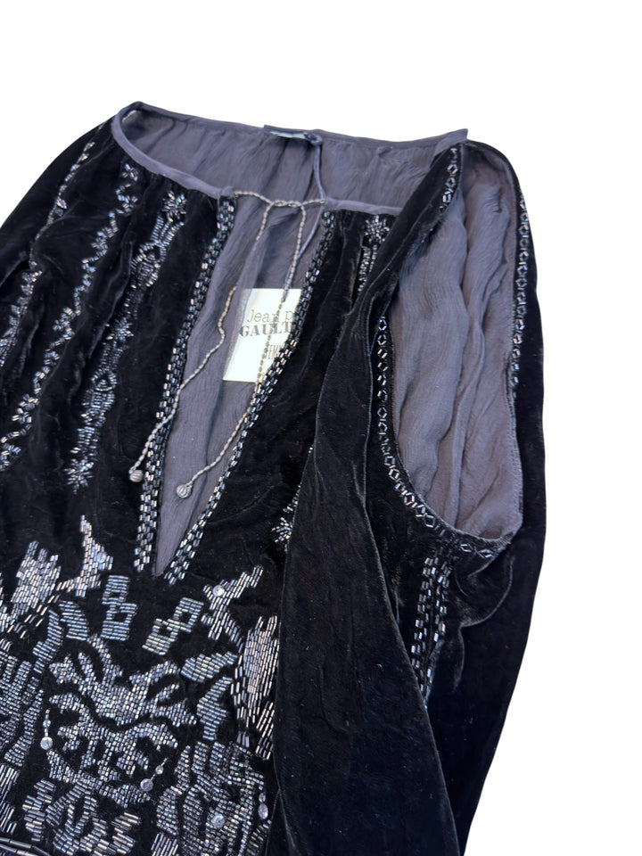 Jean Paul Gaultier Femme FW2006 deadstock beaded velvet blouse