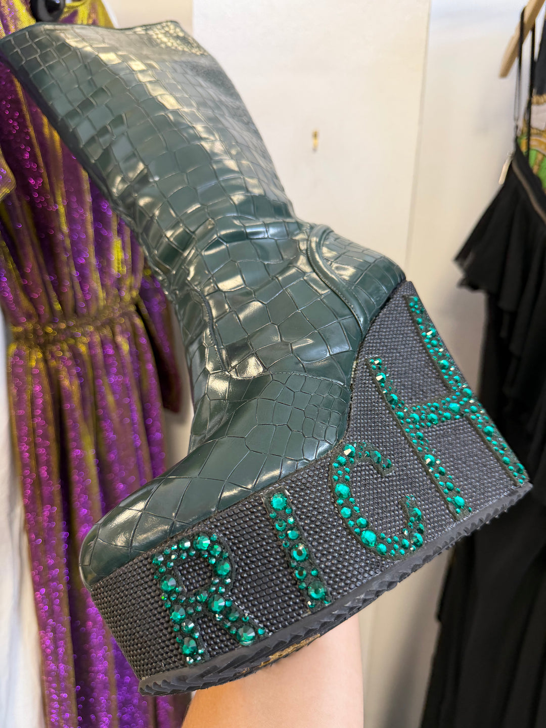 2000s John Richmond Croco Platform Boots EU37