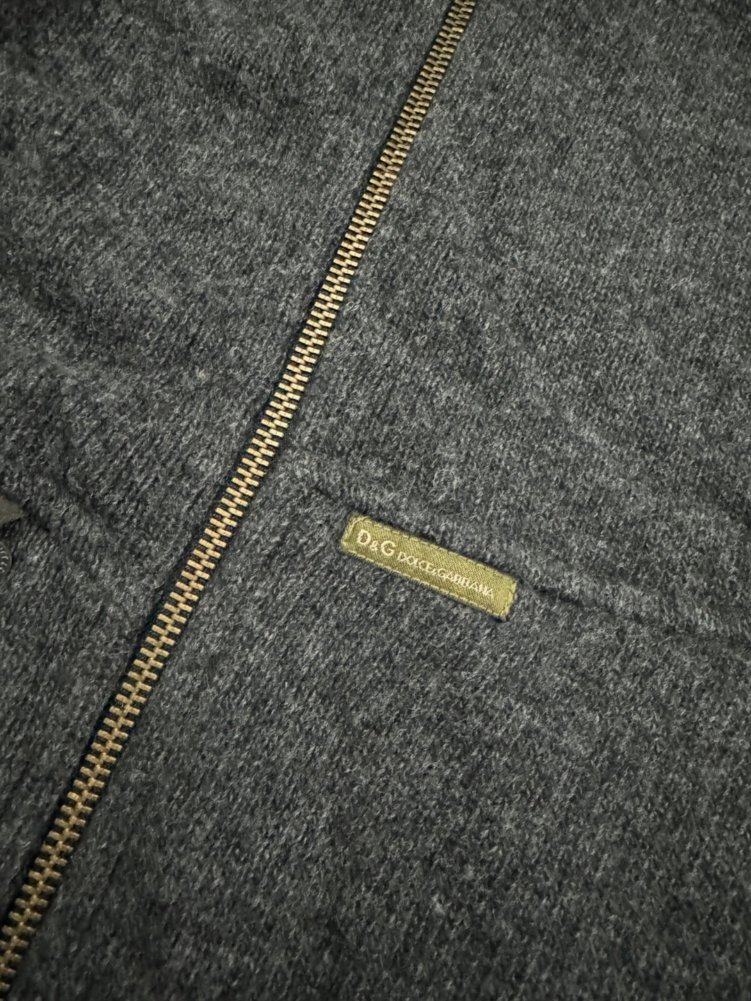 2000s Dolce & Gabbana Asymmetrical Grey Wool Zip-Up Cardigan