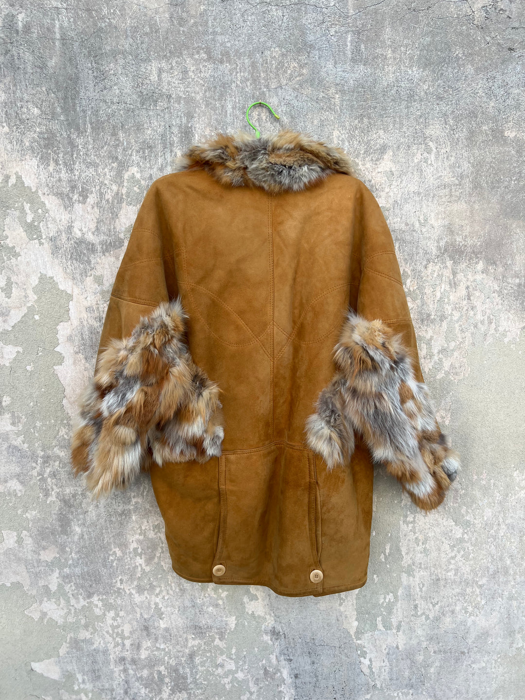Vintage 1999 Shearling Suede Leather Coat w/ Faux Fur details Women’s Large