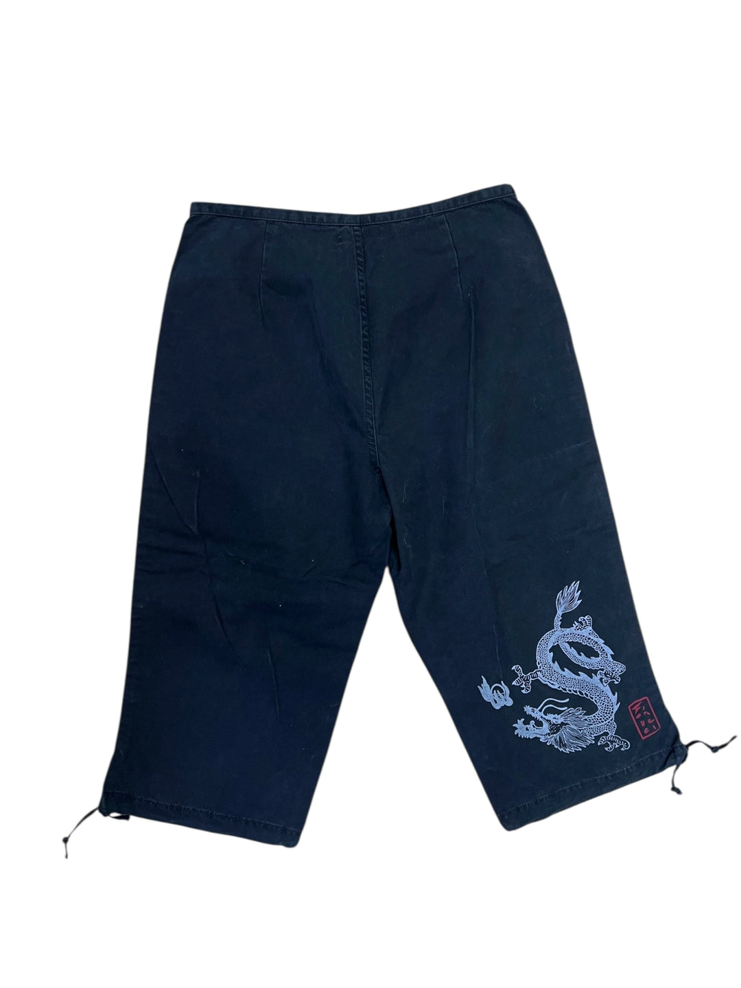 Fiorucci Vintage Dragon Embroidered Black Cropped Pants Women’s Small(36)