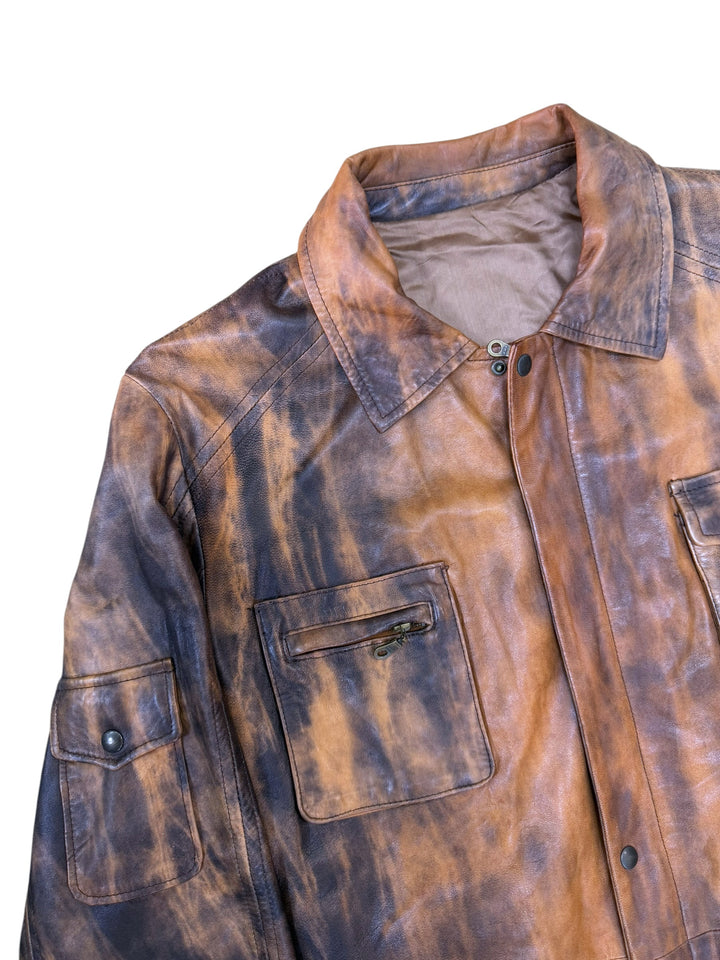 Vintage Italian distressed leather field jacket