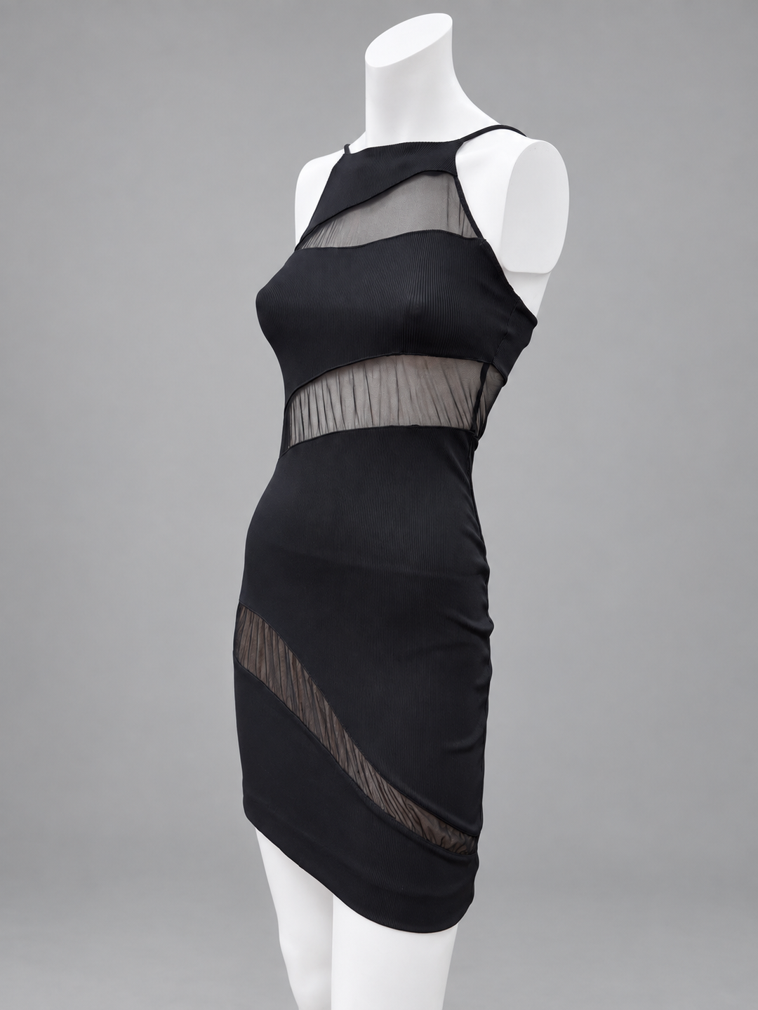 Cinema mesh panel mini dress