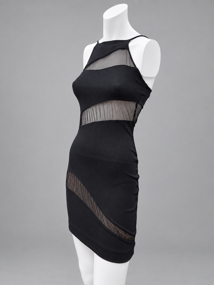 Cinema mesh panel mini dress