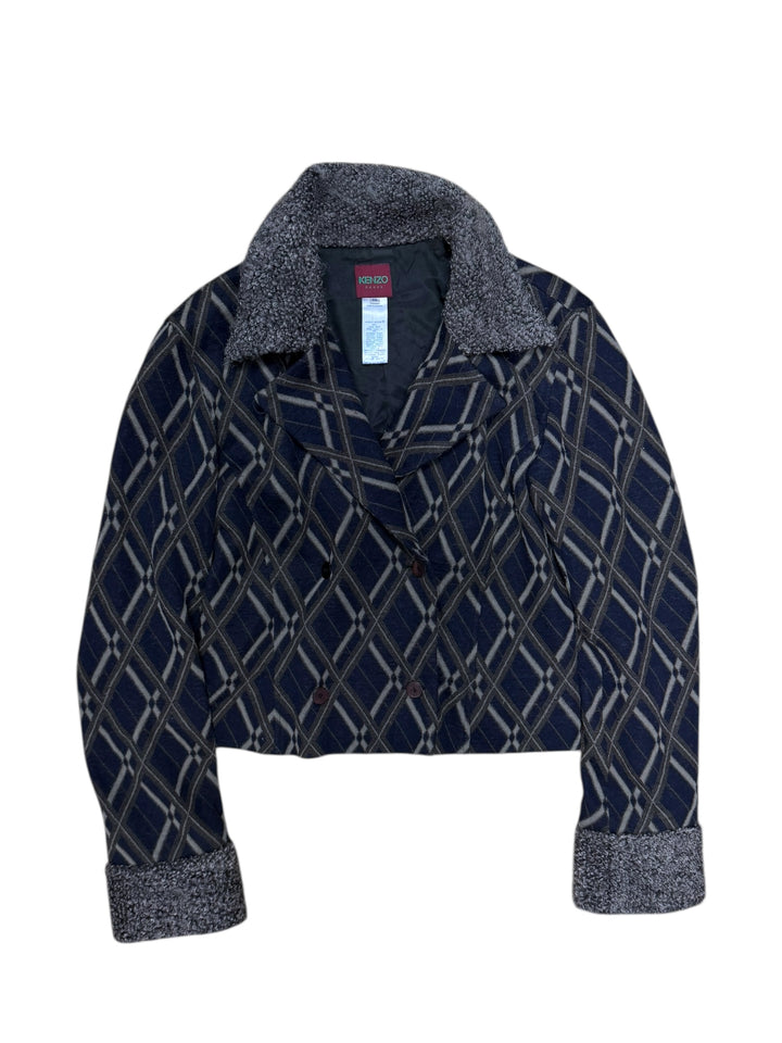 Kenzo Paris 1990s Wool Blend Cropped Jacket Made in France