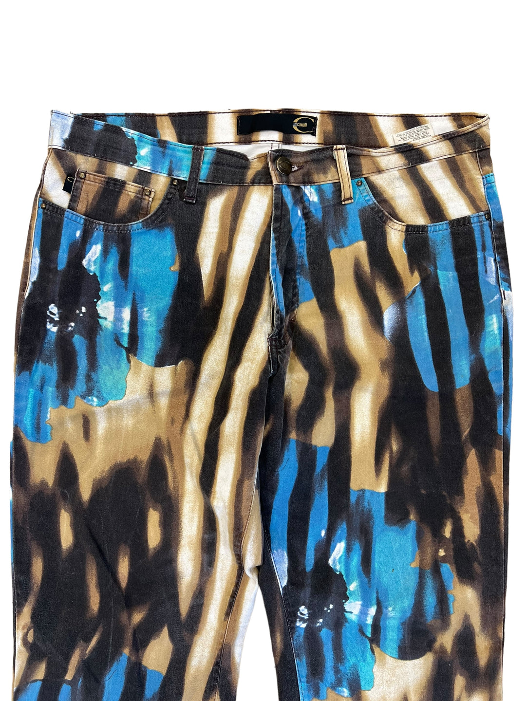 Just Cavalli SS 2002 low waist all over print jeans Women's large(42) *short down * check the dimensions