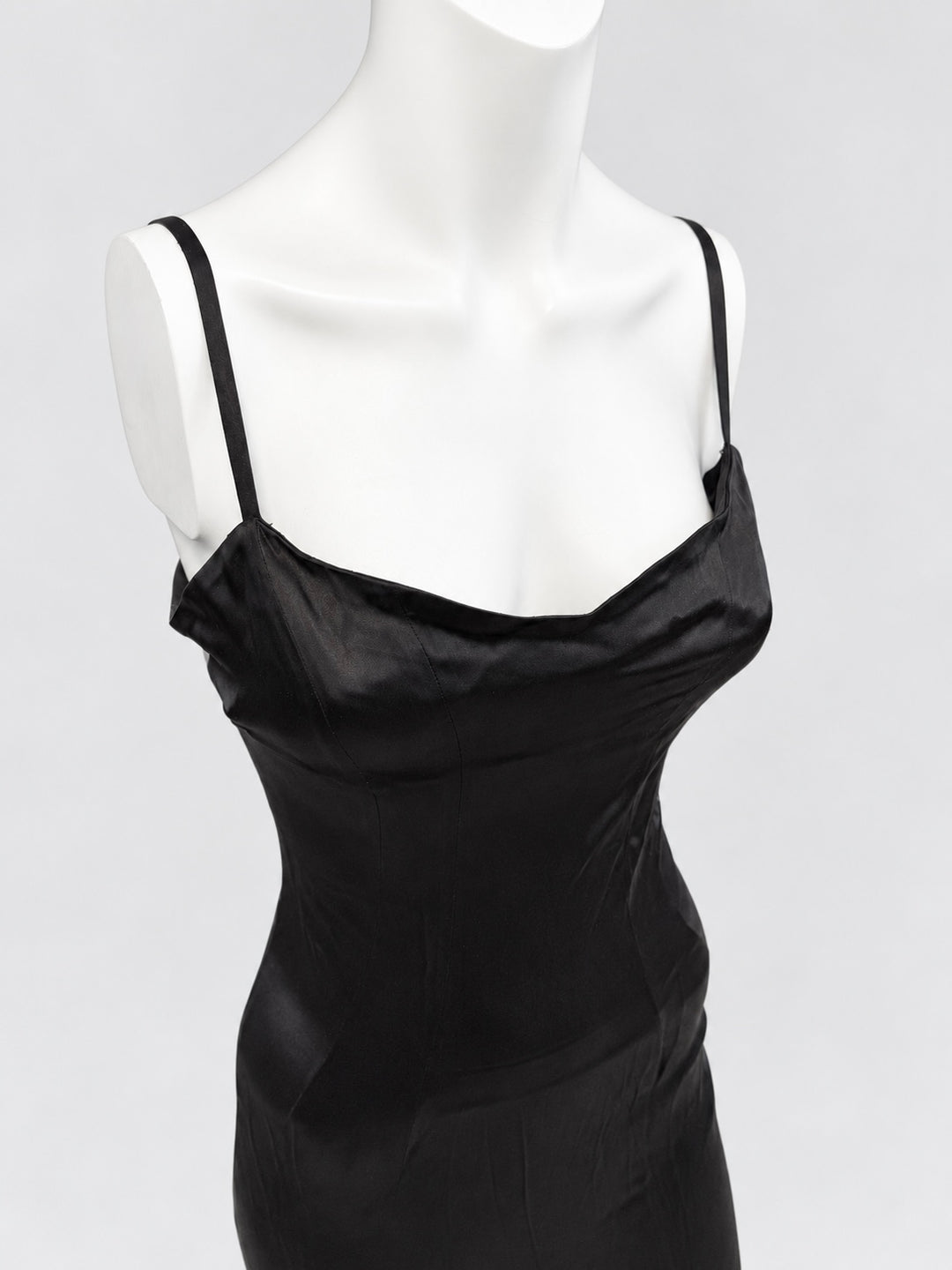 Zinas black satin asymmetric fringe dress